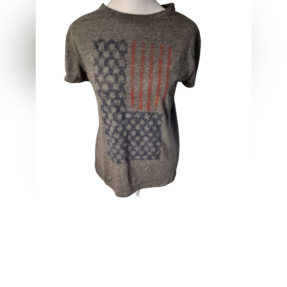 Lucky Brand Gray Tee with American Flag Design
